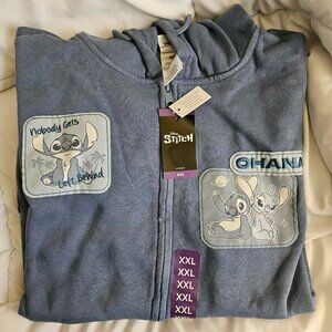 🆕 SIZE XXL DISNEY HOODIE Lilo & Stitch full zip w/ patches